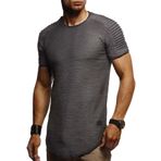 Leif Nelson LN6325 Bisiklet Yaka Dar Kesim Pamuk Antrasit Erkek T-shirt