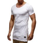 Leif Nelson LN6336 Bisiklet Yaka Dar Kesim Pamuk Beyaz Erkek T-shirt