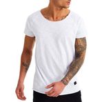 Leif Nelson LN6340N Derin Yuvarlak Boyun Beyaz Erkek T-shirt