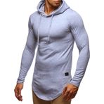 Leif Nelson LN6365 Kapüşonlu Dar Kesim Pamuk Gri Erkek Sweatshirt