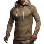 Leif Nelson LN8125 Kapüşonlu Dar Kesim Pamuk Haki Melanj Erkek Sweatshirt