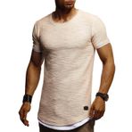 Leif Nelson LN8223 Bisiklet Yaka Dar Kesim Pamuk Bej Erkek T-shirt