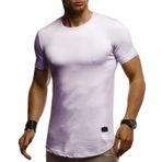 Leif Nelson LN8311 Bisiklet Yaka Dar Kesim Pamuk Mor Erkek T-shirt