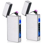 Leikurvo 2 adet USB elektronik çakmak, elektrikli USB çakmak, elektrik arklı çakmak, LED çift arklı çakmak, pil göstergeli, rüzgar geçirmez, plazma çakmak, düğmeye basarak tetikleme