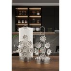 Leila Papatya Desenli Gümüş Metal Kağıt Havluluk ve Peçetelik Seti 29x13x12 cm