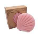 Leirinik %100 Konjac organik temizleme süngeri, 1 adet pembe, midye şeklinde, yüz ve vücut için yumuşak peeling, yağlı, kuru, karışık ve hassas ciltler için