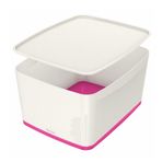 Leitz Mybox 5216 Pembe-Beyaz Kapaklı Geniş Saklama Kutusu
