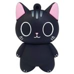Leizhan 32 GB USB bellek, yüksek hızlı, silikon, çizgi karakterli, flaş bellek, dizüstü bilgisayar, Windows için, siyah kedi