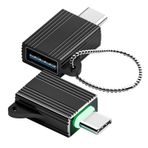 leizhan USB C - USB A 3.0 Adaptör (2 adet), Tip C USB 3.0 Adaptör MacBook Pro 2018/2017/2016 ile uyumlu, Samsung Galaxy Google Pixel akıllı telefon tableti, siyah