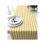 Leke Tutmaz Sarı Çizgili Duck Kumaş Runner - 140x40 cm Sarı 40 x 140