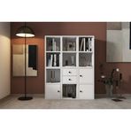 Leksa 3 Kapaklı Çekmeceli Raflı Kitaplık 97 Cm Beyaz Ktp-1061-Ç
