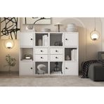 Leksa 4 Kapaklı Çekmeceli Raflı Kitaplık 130 Cm Beyaz Ktp-1094-Ç