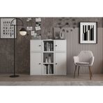 Leksa 4 Kapaklı Çekmeceli Raflı Kitaplık 65 Cm Beyaz Ktp-1058-Ç