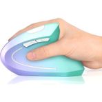Lekvey Dikey Kablosuz Ergonomik Mouse, Şarj Edilebilir 2.4g Optik - Yeşil/mor - Renkli