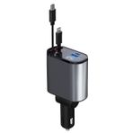 LEKVKM Geri çekilebilir araç şarj cihazı 4 in 1 adaptör 30W hızlı telefon şarj araba çakmak fiş için iPhone 15/14/13/12/11 Samsung, Huawei, Apple+Tip-c