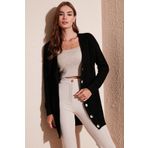 Lela % 100 Akrilik Triko Örme Uzun Bayan Hırka 4615044 SİYAH