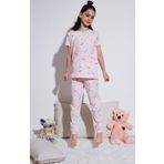 Lela % 100 Pamuk Bisiklet Yaka Kısa Kollu Kız Çocuk Pijama Takımı 6651002 PEMBE-BEYAZ