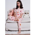Lela % 100 Pamuk Bisiklet Yaka Kısa Kollu Kız Çocuk Pijama Takımı 6651002 PEMBE