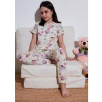 Lela % 100 Pamuk Bisiklet Yaka Kısa Kollu Kız Çocuk Pijama Takımı 6651004 BEJ