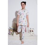 Lela % 100 Pamuk Bisiklet Yaka Kısa Kollu Kız Çocuk Pijama Takımı 6651004 EKRU