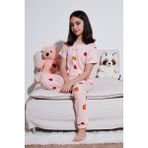 Lela % 100 Pamuk Bisiklet Yaka Kısa Kollu Pijama Takımı Kız Çocuk Pijama Takımı 6651002 - Pembe - 3 - 4 Yaş