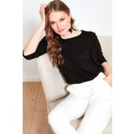 Lela 5861416Y Siyah Bisiklet Yaka Kadın Bluz