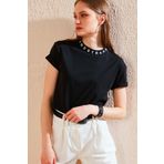 Lela 5864054 Yakası Baskılı Kadın T-shirt