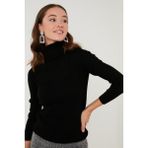 Lela Balıkçı Yaka Soft Akrilik Kazak Bayan Kazak 4614102 - L - XL - Siyah