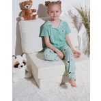 Lela Baskılı Beli Lastikli Gömlek Yaka Kısa Kollu Kız Çocuk Pijama Takımı 6576001 MİNT