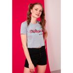 Lela Baskılı Bisiklet Yaka % 100 Pamuk Crop T Shirt Kadın T Shirt 6001011 - XS - Gri Melanj
