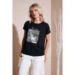 Lela Baskılı Bisiklet Yaka Regular Fit T Shirt Kadın T Shirt 6671000 - Siyah