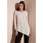 Lela Bisiklet Yaka Esnek Dokulu Asimetrik Bluz Bayan BLUZ 5864971
