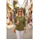 Lela Bisiklet Yaka Truvakar Kol Bayan Bluz 5861416Y YAĞ YEŞİLİ