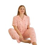 Lela Büyük Beden Desenli Regular Fit Düğmeli Yumuşak Dokulu Pijama Takımı Bayan PİJAMA TAKIMI 65750501