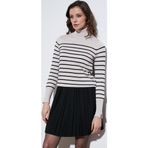 Lela Çizgili Regular Fit Balıkçı Yaka Bayan Kazak 4615565 EKRU