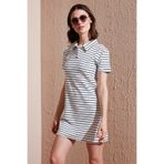 Lela Çizgili Slim Fit Mini Boy Düğmeli Polo Yaka Kısa Kollu Elbise Bayan ELBİSE 5866151