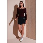 Lela Comfort Fit Kemer Detaylı Mini Boy Şort Etek Bayan Şort Etek 611SR0081 - Siyah