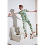 Lela Desenli % 100 Pamuk Bisiklet Yaka Pijama Takımı Erkek Çocuk Pijama Takımı 6651003 - Mint - 3 - 4 Yaş