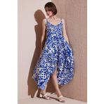 Lela Desenli Asimetrik Kesim Regular Fit Midi Boy Askılı Bayan Elbise 5866126 SAKS