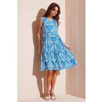 Lela Desenli Kolsuz Midi Bayan Elbise 5869007 MAVİ
