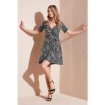 Lela Desenli Kruvaze Yaka Mini Bayan Elbise 5865618 LEOPAR