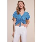 Lela Desenli Önü Büzgülü V Yaka Crop Bayan Bluz 5864486Y4 SAKS