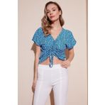 Lela Desenli Önü Büzgülü V Yaka Crop Bluz BLUZ 5864486Y4
