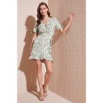 Lela Desenli Regular Fit Kruvaze Yaka Mini Elbise Kadın Elbise 5865725 - Olive - XL