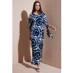 Lela Desenli Regular Fit Truvakar Kol V Yaka Alt-Üst Bayan Takım 5865357 LACİVERT