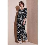 Lela Desenli Regular Fit Truvakar Kol V Yaka Alt-Üst Bayan Takım 5865357 SİYAH