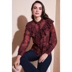 Lela Desenli Standart Fit Hakim Yaka Şifon Gömlek Bayan Gömlek 611GO00334 - Turuncu