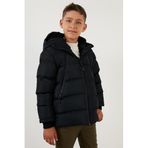 LELA Erkek Çocuk Kapüşonlu, Fermuarlı, Şişme Mont, Lacivert, 8 Yaş