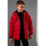 LELA Erkek Çocuk Kırmızı İçi Peluş Astarlı Kapüşonlu Şişme Mont, 6 Yaş