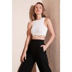 Lela Fitilli Çapraz Bağlama Detaylı Crop Atlet Bayan Atlet 5865586 - XL - Beyaz